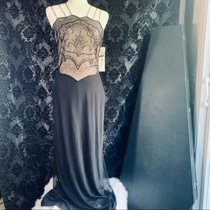 Black Beaded Maxi Length Occasion Dress